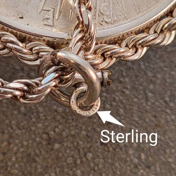 1922 Peace Dollar Sterling Pendant 30" Rope Chain Necklace - Picture 6 of 8
